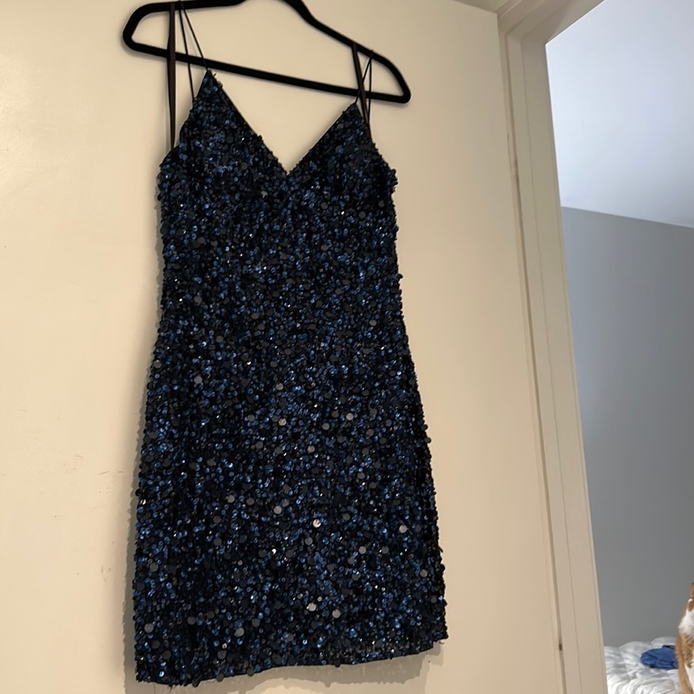 Blue sequin dress petite size 6